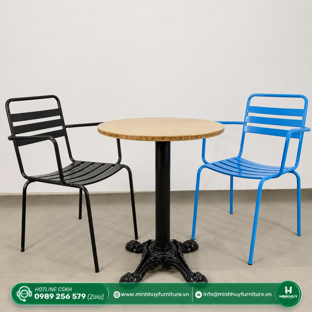 Ghế Sắt 3 Lá Có Tay MH00102 mang phong cách Industrial tối giản