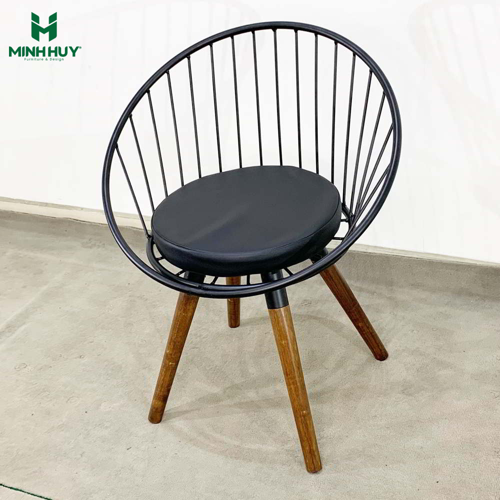 Ghế sắt chân gỗ MH036