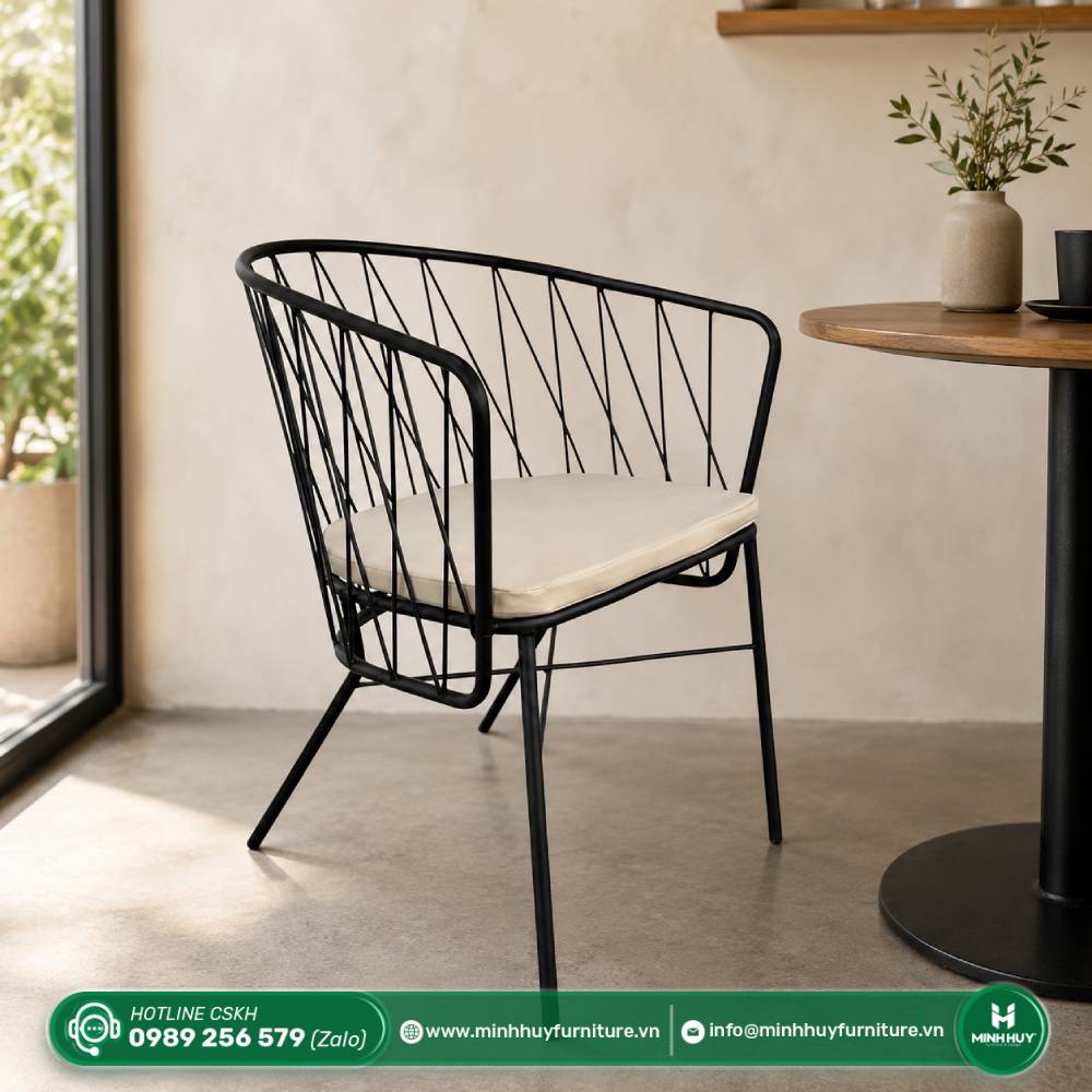 Thông số sản phẩm Ghế Sắt Cafe Ngoài Trời Kèm Nệm MH005