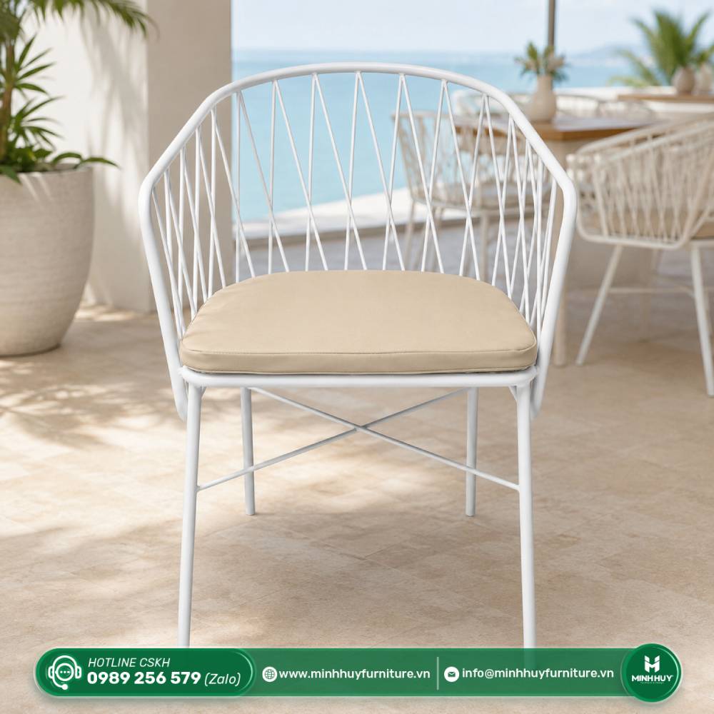 Cách vệ sinh Ghế Sắt Cafe Ngoài Trời Kèm Nệm MH005