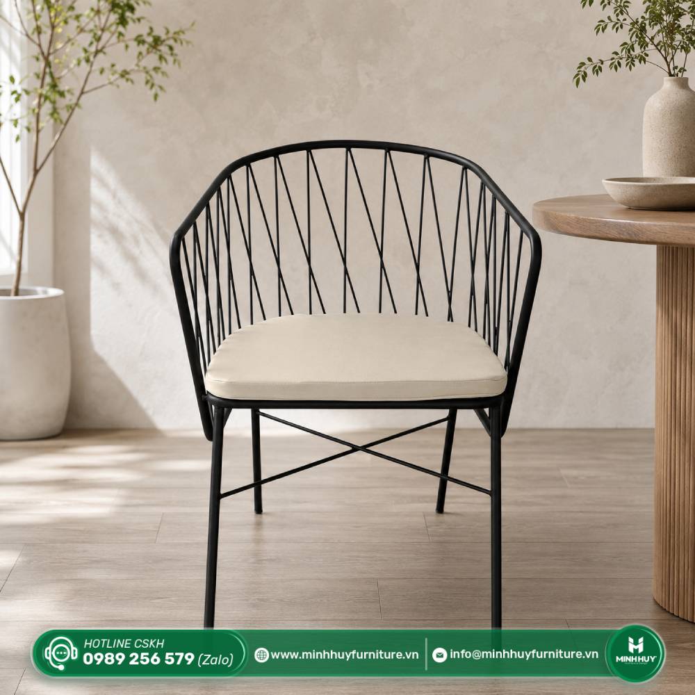 Đặc điểm sản phẩm Ghế Sắt Cafe Ngoài Trời Kèm Nệm MH005
