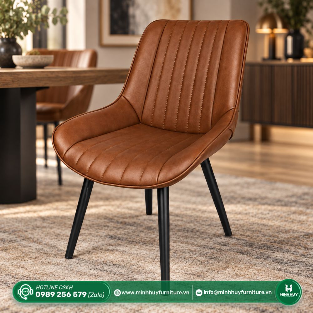 Đặc điểm sản phẩm Ghế Loft Nệm Da Chân Sắt Sơn Tĩnh Điện MH062