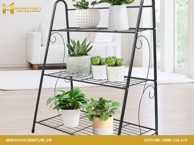 Kệ sắt 3 tầng bậc thang sơn tĩnh điện