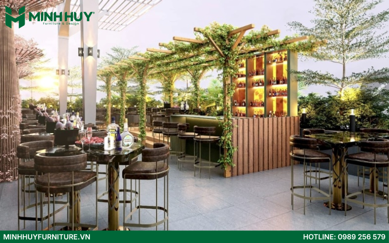 Mẫu thiết kế quán cafe sân thượng đẹp