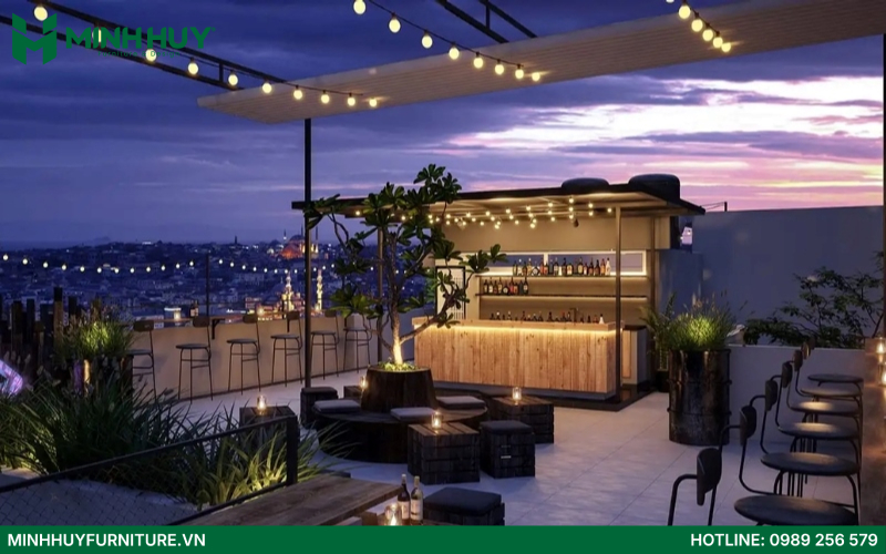 Mẫu thiết kế quán cafe sân thượng đẹp