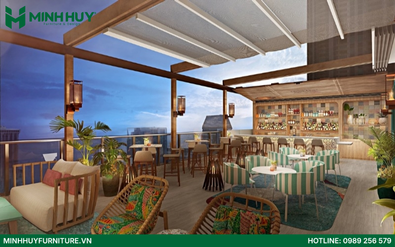 thiết kế quán cafe sân thượng đẹp