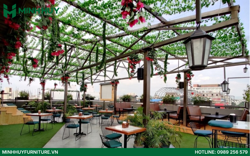 Mẫu thiết kế quán cafe sân thượng đẹp