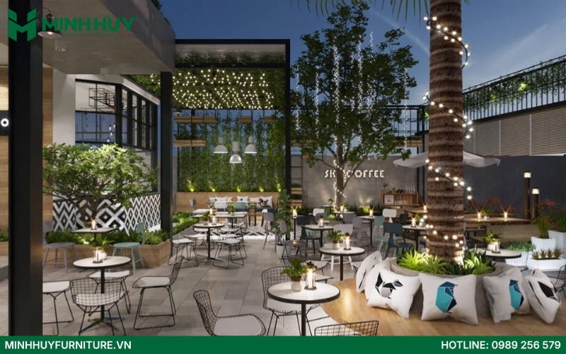 Mau thiet ke quan cafe san vuon dep