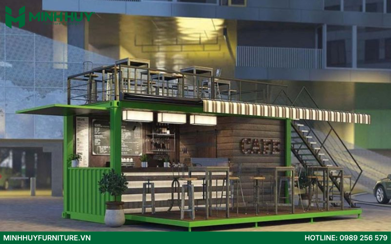 thi công nội thất quán cafe container