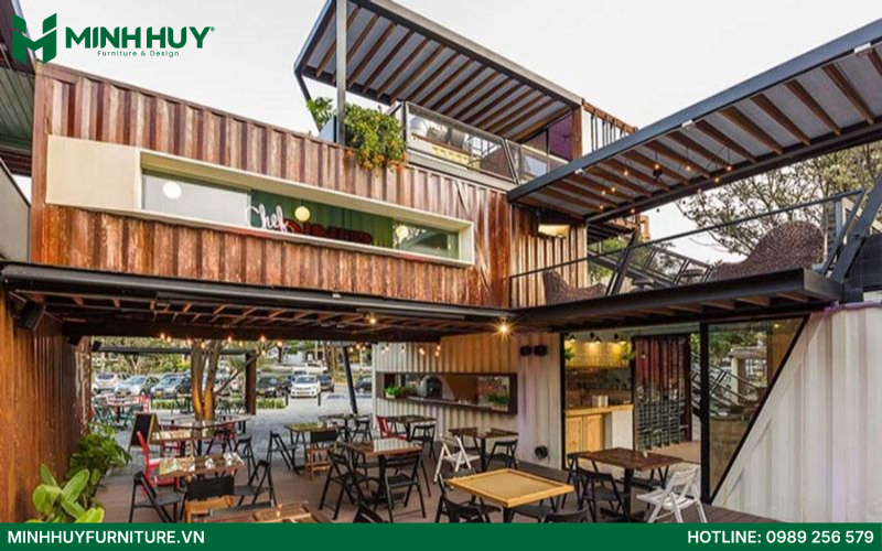 Thiet ke va thi cong noi that quan cafe container