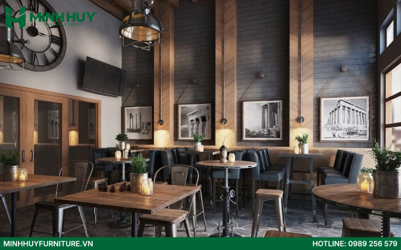 Thiet ke va thi cong noi that quan cafe phong cach vintage