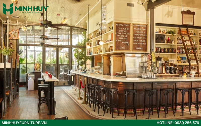 thi cong noi that quan cafe phong cach vintage