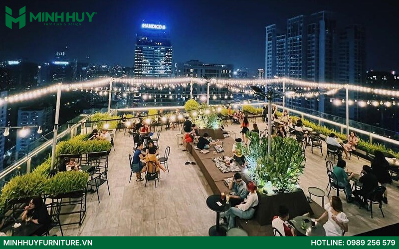 Báo giá thiết kế và thi công nội thất quán cafe rooftop