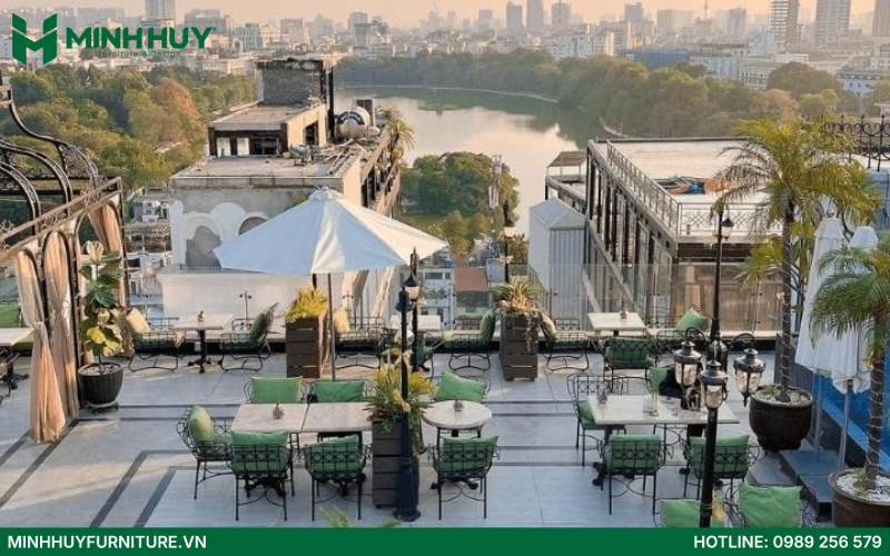 nội thất quán cafe rooftop