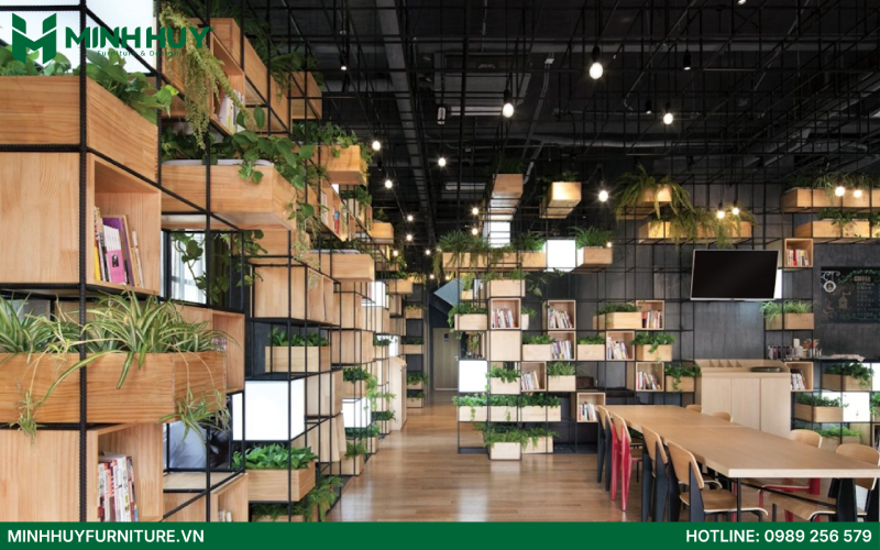 Báo giá thi công nội thất quán cafe sách