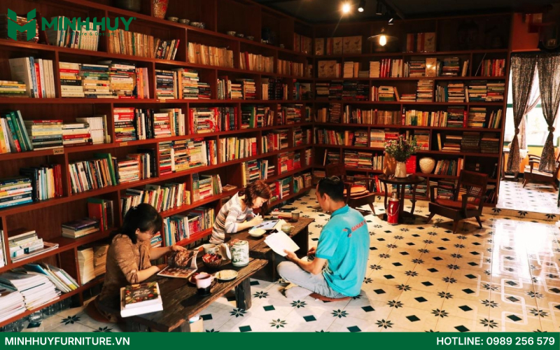 thi cong noi that quan cafe sach
