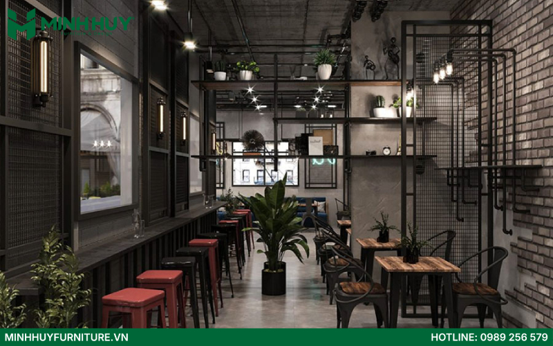 Thiết kế và thi công quán cafe phong cách công nghiệp