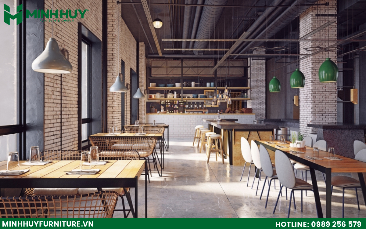 Thiết kế và thi công quán cafe phong cách industrial tại hcm