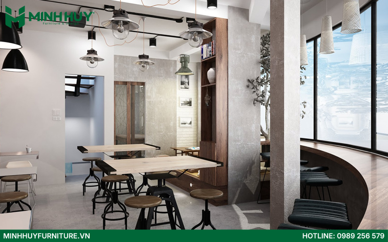 Thiết kế và thi công quán cafe phong cách tối giản