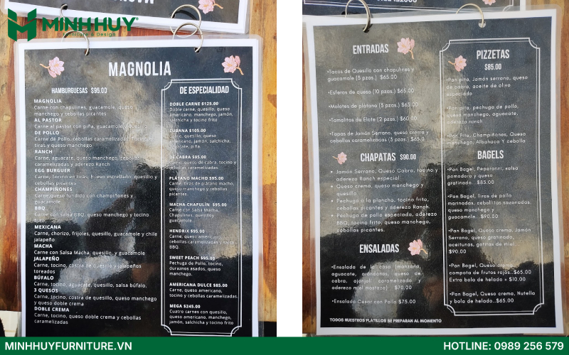 menu quán Magnolia rooftop