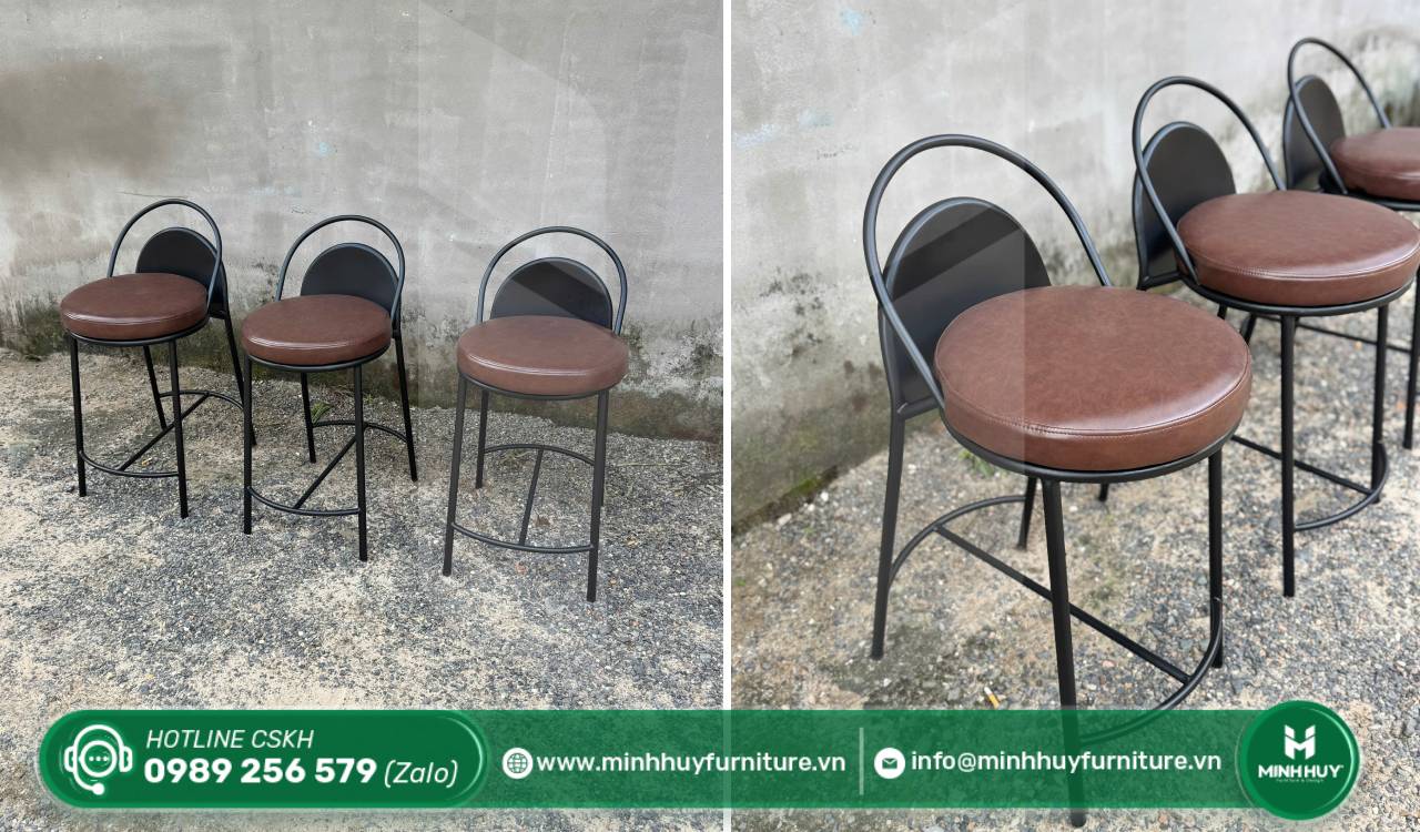 mẫu bàn ghế sắt chân cao kiểu bar