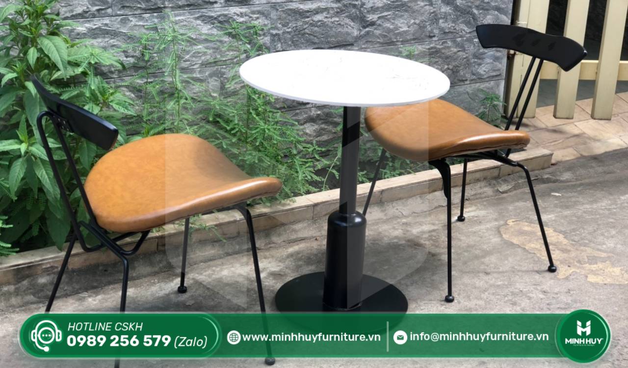 bàn ghế sắt kết hợp mặt gỗ đẹp
