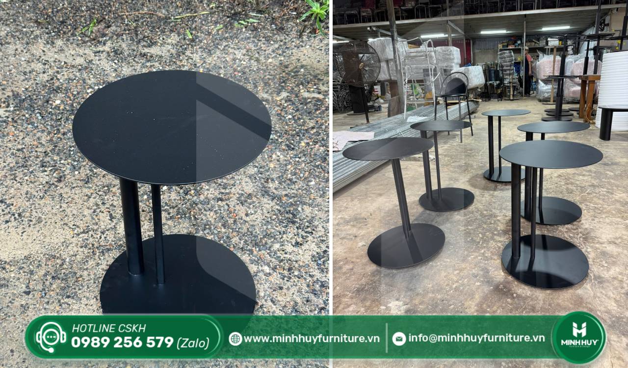 mẫu bàn ghế sắt mặt tròn cho quán cafe