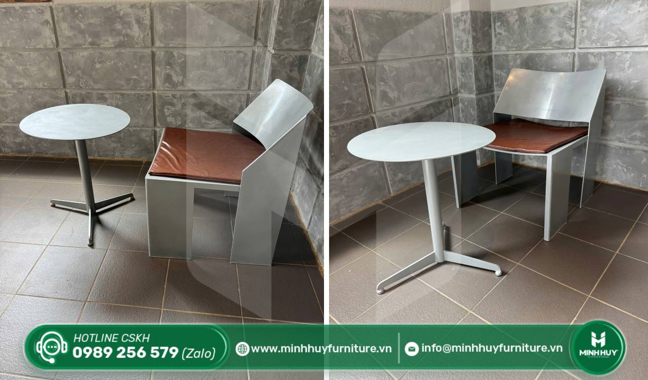 mẫu bàn ghế sắt mặt tròn cho quán cafe đẹp