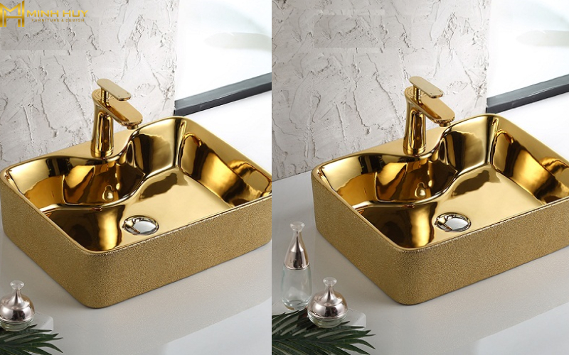 Bồn rửa đôi cạnh sâu mạ vàng