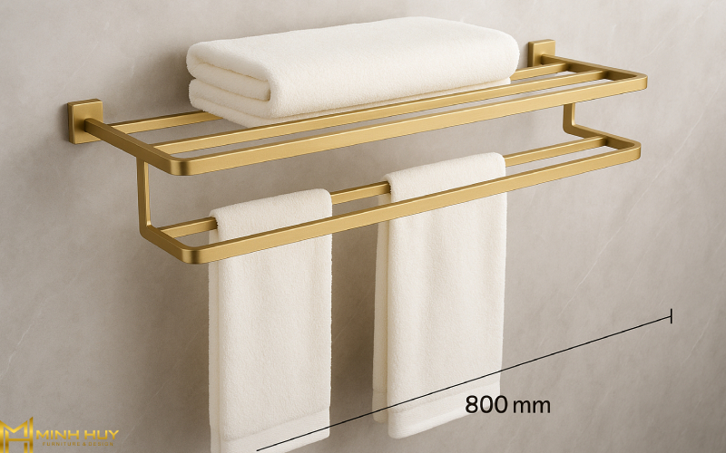 Giá treo khăn ba tầng inox mạ vàng mờ