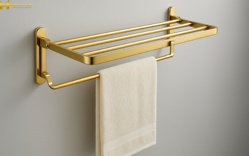 Giá treo khăn gấp gọn inox mạ vàng