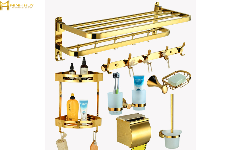 mẫu phụ kiện phòng tắm inox mạ vàng đẹp