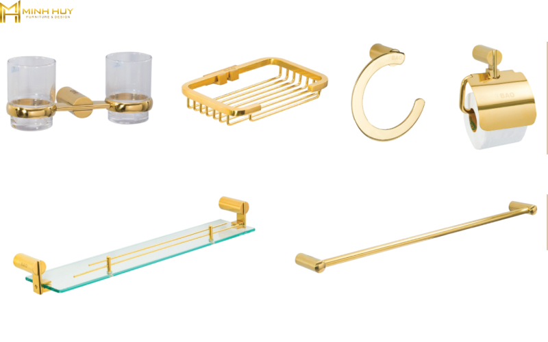 mẫu phụ kiện phòng tắm inox mạ vàng đẹp