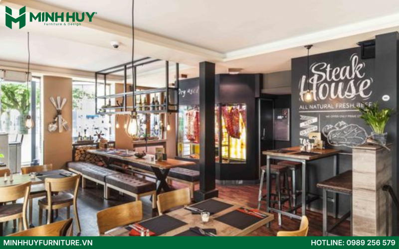 Mẫu thiết kế nội thất nhà hàng beef steak đẹp