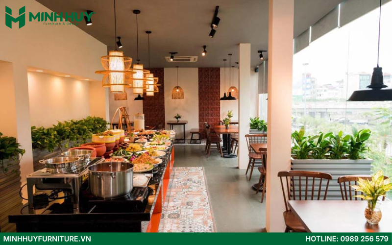 Mẫu thiết kế nội thất nhà hàng chay đẹp