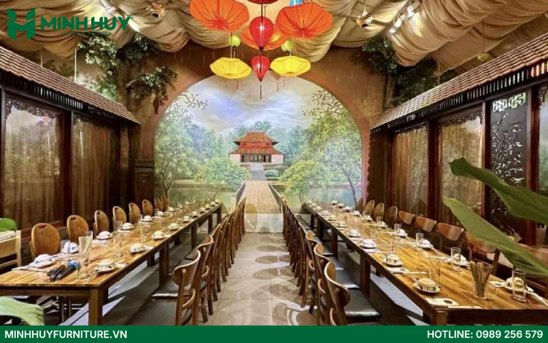 thiết kế nội thất nhà hàng phong cách đồng quê