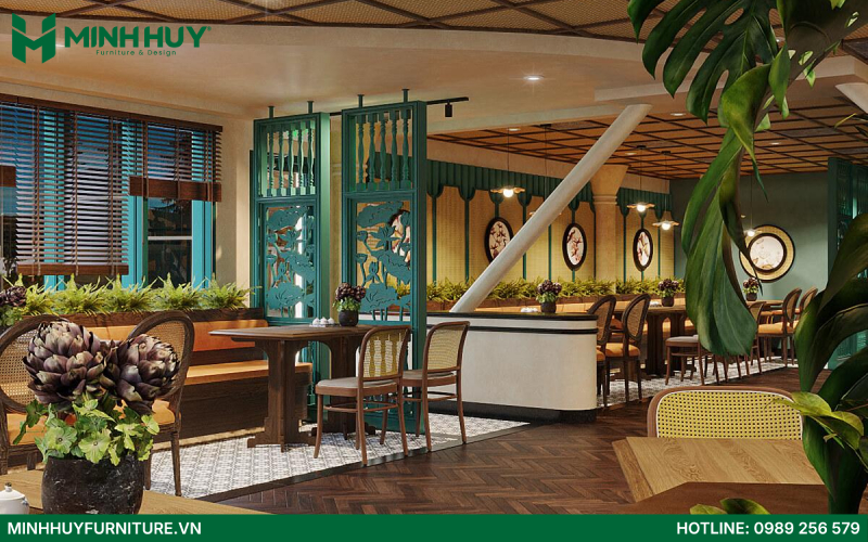 thiết kế nội thất nhà hàng phong cách Indochine