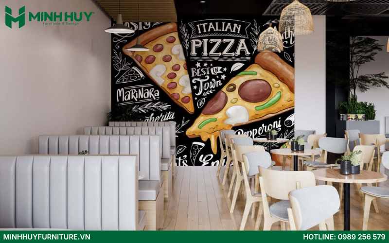 Mẫu thiết kế nội thất nhà hàng Pizza đẹp phong cách vintage