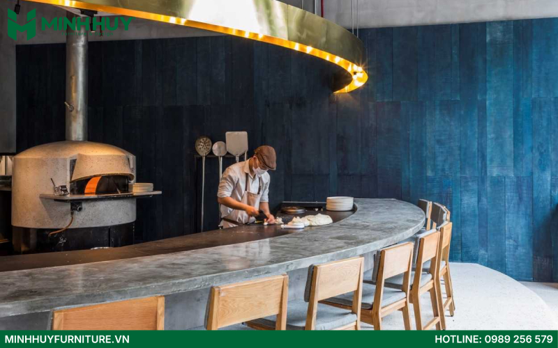 Mẫu thiết kế nội thất nhà hàng Pizza đẹp nổi bật với không gian mở