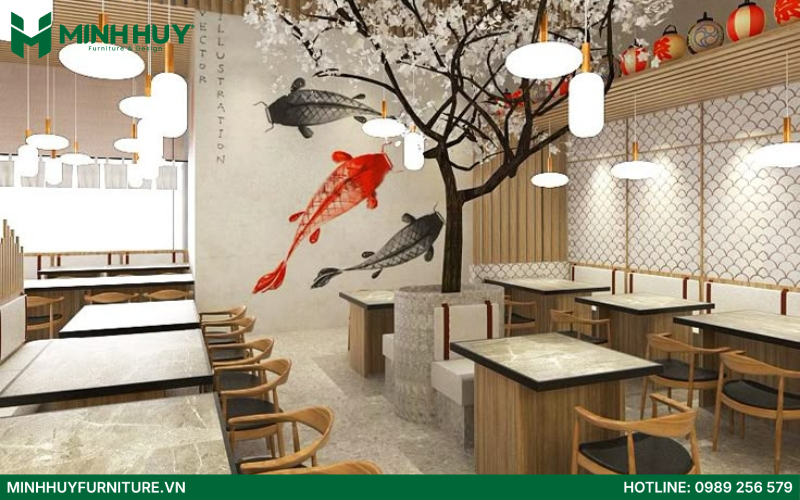 mẫu thiết kế nội thất nhà hàng Ramen đẹp
