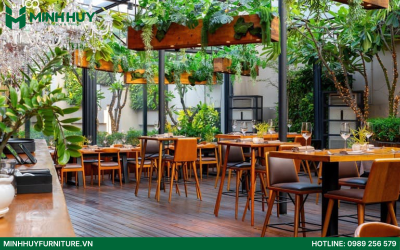 Mẫu thiết kế nội thất nhà hàng sân vườn đẹp