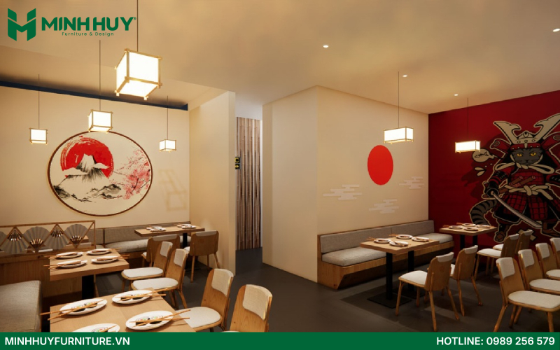 thiết kế nội thất nhà hàng Sushi