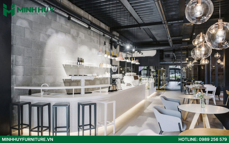 quán cafe phong cách industrial
