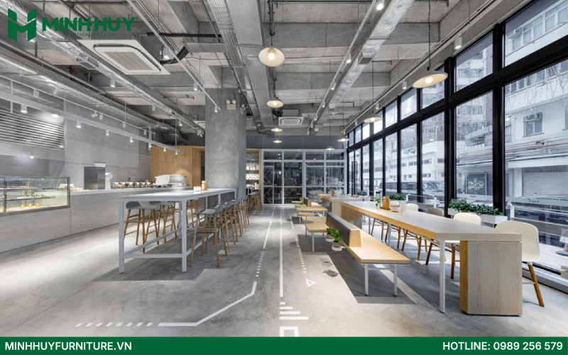 quán cafe phong cách industrial