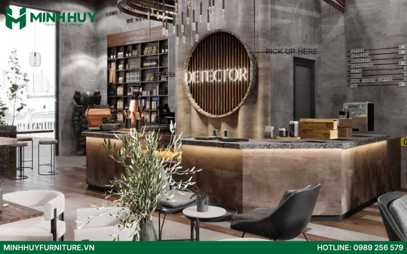 cafe phong cách industrial