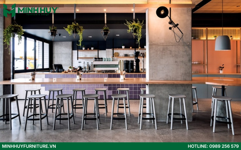 Mẫu thiết kế quán cafe phong cách industrial đẹp