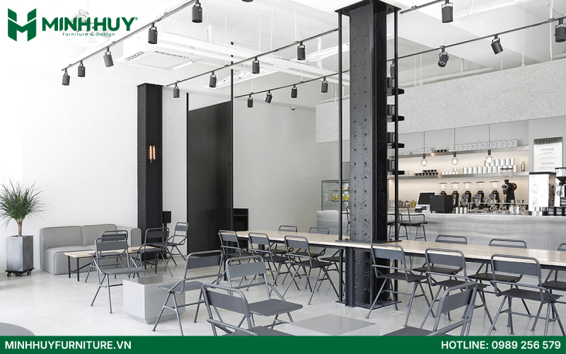 thiết kế quán cafe phong cách tối giản