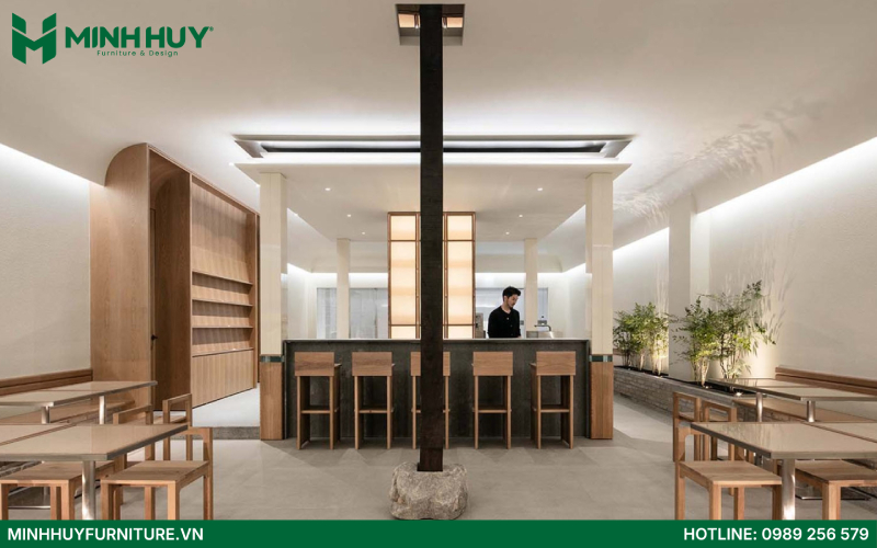 mẫu thiết kế quán cafe phong cách tối giản đẹp