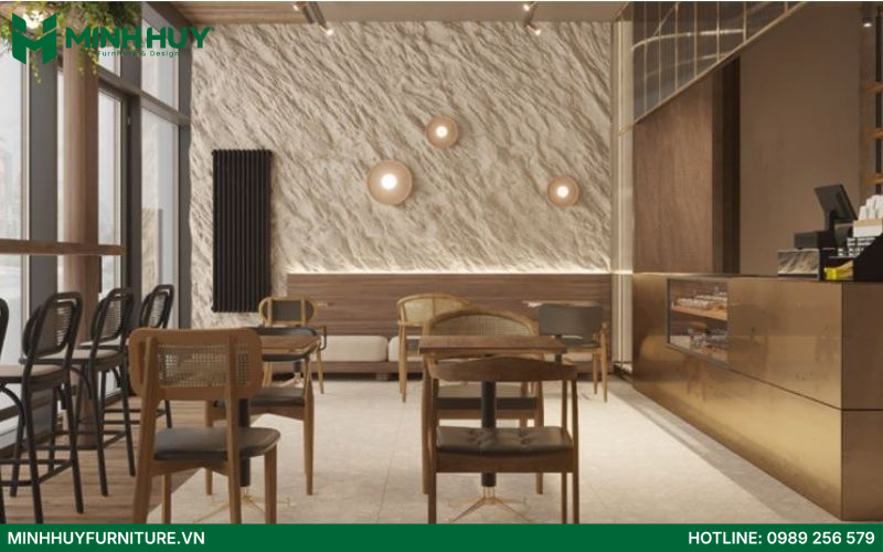 thiết kế quán cafe phong cách tối giản
