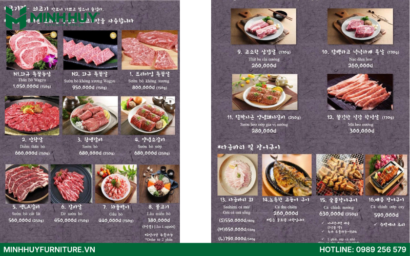 thực đơn nhà hàng Kyung Bok Gung